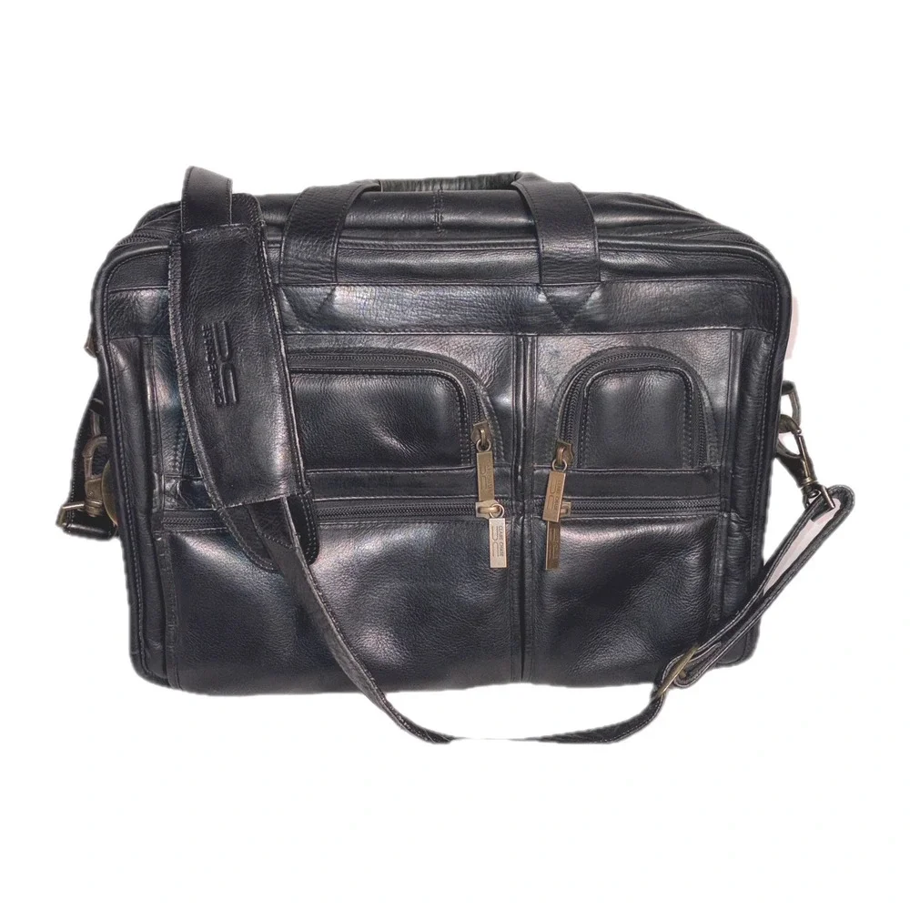 Claire Chase Executive Computer Briefcase Leather Black‎ 16x13x7.5 Professional